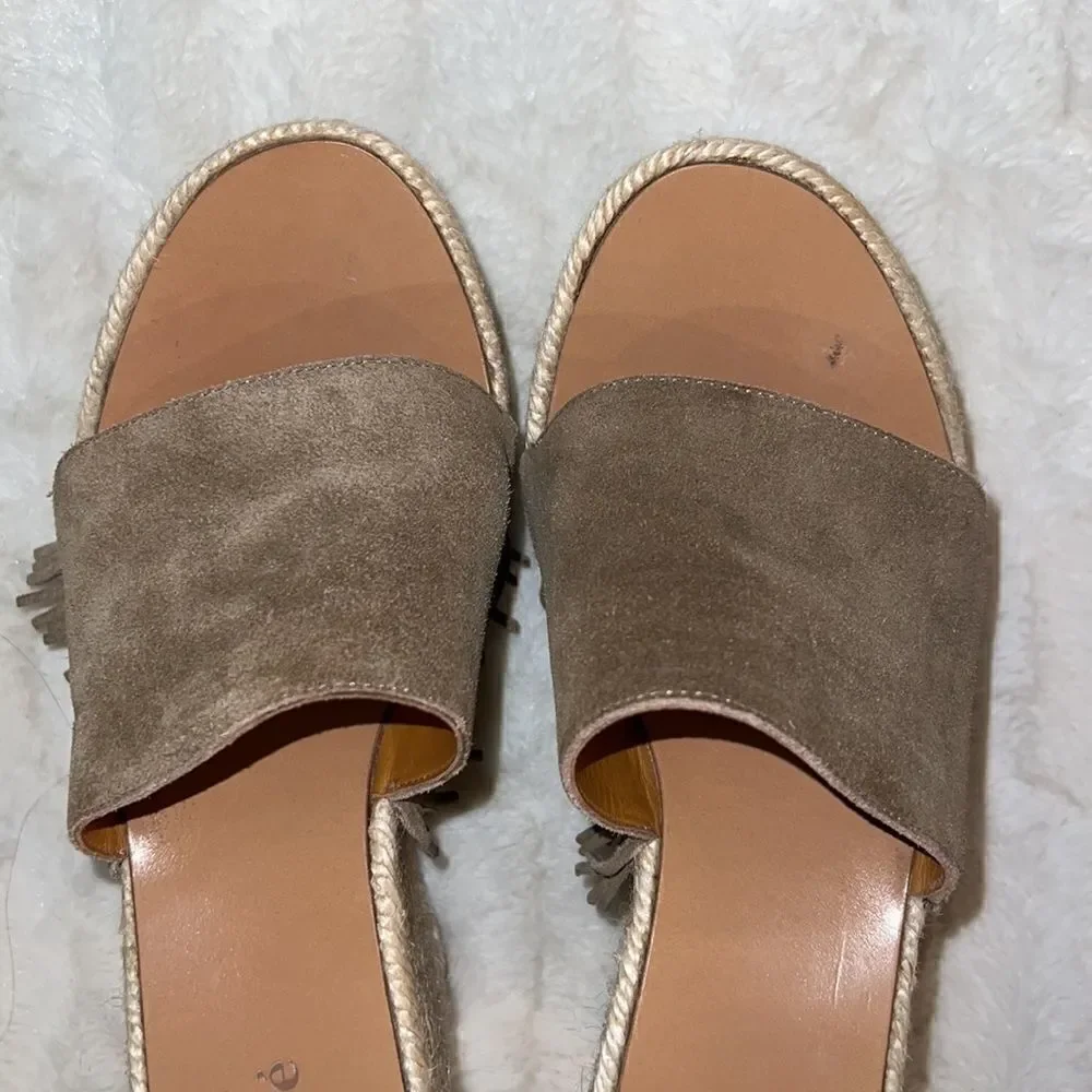 Chloe Platform Suede Fringe Espadrilles Size EU 37/ US 7